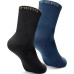 Skechers Mid Calf Socks Unisex 2 Pack Black/Dark Denim Blue 2 Pack (Black+Deep Denim Blue), M