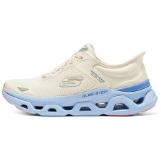 Skechers Glide Step Anti-Slip Wear-Resistant Low-Top Casual Shoes Women's Beige Blue Бежевый Синий, 36