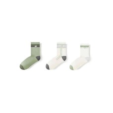 Skechers Colorful Mid-Calf Socks Unisex 3 Pack 3 Pack (Gardenia White/Stone Green/Gardenia White), S
