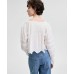 Petite Cotton Pleated Scallop-Hem Blouse, Exclusively at Macy's Белый, P/M