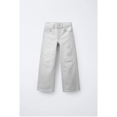 Джинсы с широкими штанинами и разрезами ZARA Бежевый, 12/13 лет (года) (156 cm)