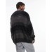 Topman fluffy oversized cardigan in black stripe Черный, M - Chest 40