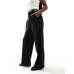 Stradivarius wide leg belted trouser in black Черный, US 0