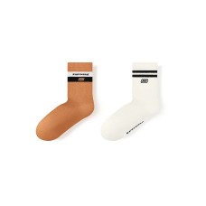 Skechers Colorful Mid Calf Socks Unisex 2 Pack 2 Pack (Cork Brown/Gardenia White), S