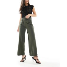 JDY high waisted crop wide fit trousers in dark green Kambaba, L L34
