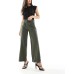 JDY high waisted crop wide fit trousers in dark green Kambaba, L L34