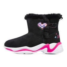 Skechers Girls Cushioning, Wear Resistant Ankle Length Kids' Boots Black Pink Red Teenagers Black/Pink, 36