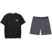 Skechers Casual Sportswear Men's Black+Light Purple, Short-Sleeved Top+Shorts, M