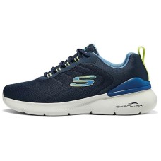 Skechers Anti Slip Wear Resistant Low Top Running Shoes Men's Blue Navy/Lemon, 45.5