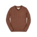 Boys Organic Long Sleeve Fine Gauge Cable V-Neck Sweater Cinnamon heather cable, Small