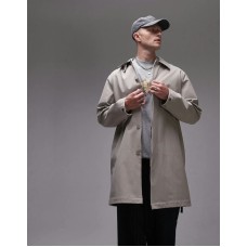 Topman mac coat in stone Бежевый, M - Chest 40