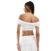 Pull&Bear lace bardot top co-ord in white Белый, XS - US 2