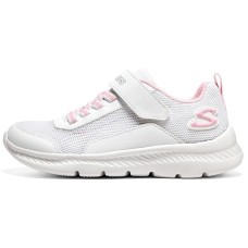 Skechers Girls Cushioning Wear-Resistant Low-Top Kids' Running Shoes White Pink Teenagers белый/светло-розовый, 34