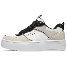 Skechers Street Slip Resistant Cushioning Wear Resistant Breathable Low Top Kids' Skateboarding Shoes Ecru Teenagers Черно-белый, 38