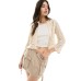 JDY 3/4 sleeve crop broderie cardigan in cream Бежевый, XS - US 2