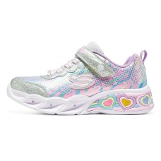 Skechers Sweetheart Lights Wear-Resistant Slip-Resistant Kids Lifestyle Shoes Silver/multi-colored Teenagers 32