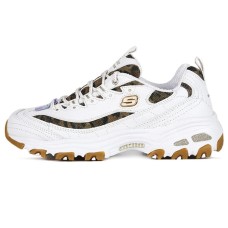 Skechers D'Lites Quick Leopard Cushioned Slip-Resistant Mid-Top Chunky Sneakers Women's White 38