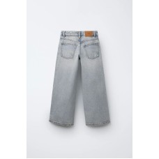 Джинсы wide leg с эффектом потертости ZARA Синий, 6/7 лет (года) (122 cm)