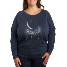 Falling Stars Plus Size Graphic Pullover Синий, 4X