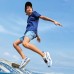 Skechers Cushioning Wear Resistant Kids Lifestyle Shoes White Blue Teenagers WHITE/LIGHT BLUE, 34