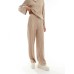 Vero Moda ribbed jersey wide leg trouser co-ord in beige Серый, XS