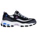 Skechers D Lites Low Top Running Shoes Black/Blue Women's 35.5
