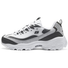 Skechers D'LITES 1.0 Cushioning Wear-Resistant Low-Top Casual Shoes Women's White Gray Black White Gray Black, 37