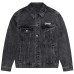 Jeep Denim Jacket Unisex Black Gray Black Gray, L
