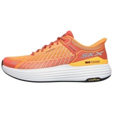 Skechers Max Cushioning Slip Resistant Low Top Casual Running Shoes Men's Orange Orange/White/Silver, 42.5