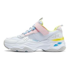 Skechers Cushioning Wear-Resistant Kids Lifestyle Shoes White Pink Blue Teenagers Blue/Multicolor, 28.5