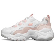 Skechers D'LITES 3.0 Cushioned Slip-Resistant Breathable Coverage Low-Top Casual Shoes Women's White Pink 38.5