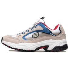 Skechers Stamina-Cross Road Breathable Wear-Resistant Slip-Resistant Low-Top Chunky Sneakers Women's Beige Blue 39