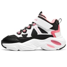 Skechers Anti-Slip Wear-Resistant Mid-Top Kids' Running Shoes Black White Pink Teenagers черный/белый/розовый, 33