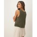 JDY tie front reversible knitted vest in khaki Зеленый, L - US 8