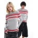 Reclaimed Vintage unisex knitted top with red stripe Серый, 3XL - US 14