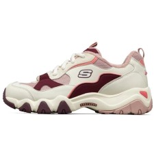 Skechers D'LITES 2.0 Slip Resistant, Abrasion Resistant, Breathable Low Top Casual Shoes Women's Pink White Red 35