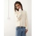 Weekday Arthur chunky rib jumper with distressed hem detail in off-white Белый, M - 96-102 CM