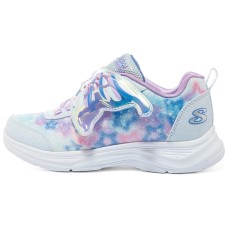 Skechers Girls Cushioning Wear-Resistant Kids Lifestyle Shoes Light Blue Lavender Teenagers Light blue/lavender, 34