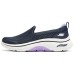 Skechers Cushioned Wear-Resistant Coverage Support Lightweight Low-Top Casual Shoes Women's Black White Purple BLACK WHITE PURPLE, 38