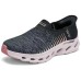 Skechers WOMEN'S GO WALK Anti-Slip Wear-Resistant Low-Top Casual Shoes Women's Black Pink BLACK/ROSE PINK, 36