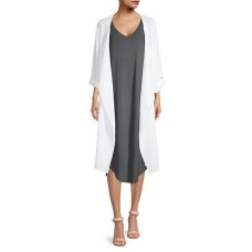 NIC+ZOE Double Gauze Boatcruise Open Front Cardigan White Size L