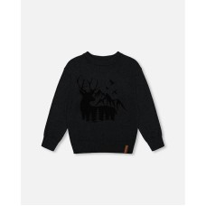 Toddler Boys Sweater With Deer Flocking Dark Gray - Toddler|Child Серый, 6