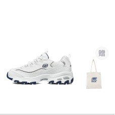 Skechers D'LITES 1.0 Slip Resistant Cushioning Low Top Chunky Sneakers Women's White Blue White blue, 36