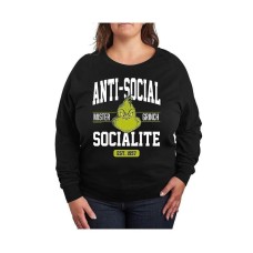 Trendy Plus Size Grinch Anti-Social Graphic Pullover T-shirt Черный, 1X