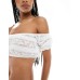 Pull&Bear lace bardot top co-ord in white Белый, XS - US 2