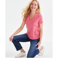 Women's Printed Short-Sleeve V-Neck T-Shirt, Exclusively at Macy's Dot red, S