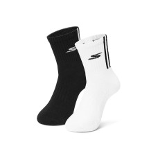 Skechers Mid Calf Socks Unisex 2 Pack 2 Pack (White+Black), M 24-26