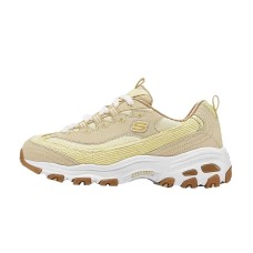Skechers DLITES Cushioning Wear-Resistant Low-Top Chunky Sneakers Women's Yellow Mango Gloop, 37.5