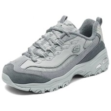 Skechers DLITES Anti-Slip Wear-Resistant Low-Top Chunky Sneakers Women's Blue Gray Blue Gray, 36