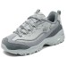 Skechers DLITES Anti-Slip Wear-Resistant Low-Top Chunky Sneakers Women's Blue Gray Blue Gray, 36